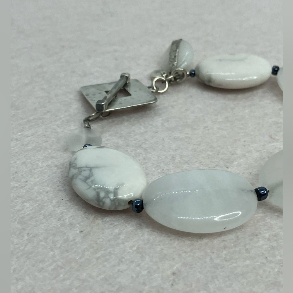 Silpada 925 Sterling Silver Howlite Jade Toggle Clasp Bracelet | B1946  Retired - Picture 3 of 10
